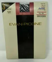 Evan-Picone 3 Pair Black Onyx Control Top Sheer Sandalfoot Pantyhose Size A/B