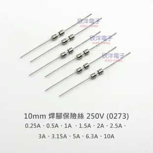 莆洋 10mm 焊腳保險絲 0.25A-10A (0273) 電子材料 玻璃管保險絲 角度變換 可焊式
