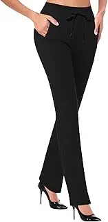 [Generic] Women's Yoga Pants High Waisted Loose Dress Pants Casual Stretchy Work Pants, Black, Large