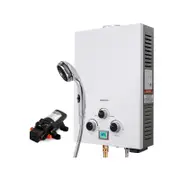 Thermomate Portable Gas Outdoor Camping Hot Water Heater System, with 12V Pump, Shower Head, White