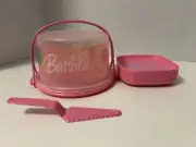 NEW Tupperware Tuppertoy Barbie Mini CAKE TAKER 4-PLATES & Cake Server FREE SHIP