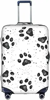 [pvinnk] Dog Paw Pattern Print Protective Luggage Cover Elastic Washable Suitcase Travel Gear Protector, White, Small
