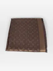 Brown Silk Monogram Classic Shawl