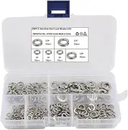#N/A 250x Stainless Steel Lock Washers Assortment Set, Spring Washers Fasteners, Precise Splited Lock Washers, 4# 6# 8# 10# 12# 1/4"