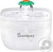 Sandpoy Cat Water Fountain, 67oz/2L Puppy Fountains for Drinking - Pet Water Fountain - Ultra Silent - Cat Drinking Fountain for Cats(White)