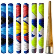 Ring Texture Cricket Bat Handle Rubber Grip with Cone 6 Grips and 1 Wooden Cone