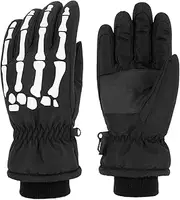 [Andorra] Kids Glow in the Dark Thinsulate Waterproof Snow Gloves Skeleton M(7-9Y) Black