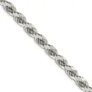 Men's 7mm Sterling Silver Diamond Cut Solid Rope Chain Bracelet, 9 In