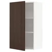 METOD wall cabinet with shelves, white/Sinarp brown, 60x37x100 cm