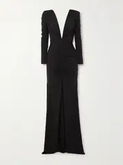 [Alex Perry] Alex Perry - Dalton Ruched Stretch-jersey Gown - Black - UK 8 UK 8 Black