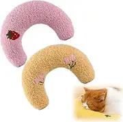 Pack of 2 Catnip Cushions, Catnip Toy, Catnip Plush Toy, Soothing Cushion, Soft, Fluffy, U-Shaped Cat Cushion for Sleeping, Catnip Plush Toy for Cats and Dogs