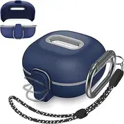 [Upgrade Lock] Case for Samsung Galaxy Buds 2 Pro/2/Pro/Live, Shock-Absorbing Protective Armor Cover TPU Hard Shell With Carabiner & Lanyard [Click Pop] (Blue)