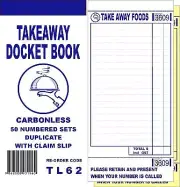 40 x Takeaway Docket Book with claim slip ( Large Size ) - Duplicate Carbonless