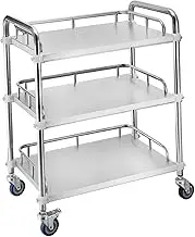 Ｂｅｓｇａ Mobile Lab Utility Cart with 4 Brake Casters Rolling Storage Shelf Multipurpose 17.7x13.7x33.8inch for Cafes Easily Install