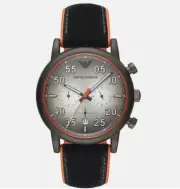 NEW EMPORIO ARMANI AR11174 GRAY DIAL BLACK FELT SILICONE STRAP CHRONO WATCH