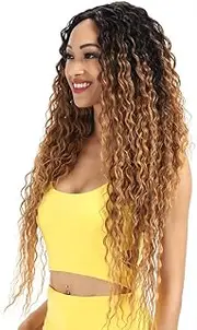 Joedir Lace Front Wigs Ombre Blonde 70cm Long Small Curly Wavy Synthetic Wigs For Black Women 130% Density (Ombre Gold Colour)