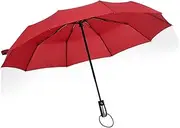 [AKOOSY] Automatic Folding Windproof Umbrella for Two Large Double Canopy Business Umbrella with Sturdy Design Compact Rain Parasol for Men Women Luxurious Red Color