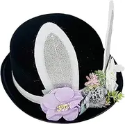 [Generic] Easter Hats For Adults, Cute Bunny Bowler Beanie Hat With Flowers, Carnival Headwear, Stylish Halloween Costumes, Role Play Accessories For Photography Props