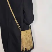 Suede Ethnic Style Tassel Crossbody Shoulder Bag With Adjustable Strap Phone Bag