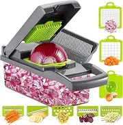 Ourokhome Vegetable Chopper Pro Dicer - 7 in 1 Manual Multifunction Kitchen Onion Cutter Slicer with Egg Separator and Filter Basket (Gray)