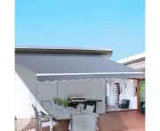 InstaHut Retractable Folding Arm Awning Motorised Sunshade 3Mx2.5M Pearl Grey
