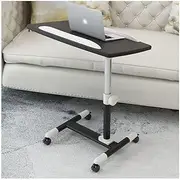 Mobile Laptop Tray Overbed Table Round Bar Arc Design Bed Desk with Swivel Wheel Rolling Multi-Purpose Laptop Table Without Taking Up Space Ergonomically