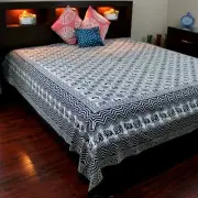 Cotton Elephant Geometric Floral Bedspread Bed sheet Queen Black White