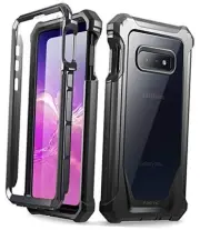 Galaxy S10e Rugged Clear Case, Full-Body Hybrid Bumper Cover, Support Black