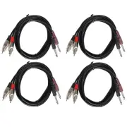 4Pcs 6ft 2-1/4in (6.3mm) Mono Male Cable to 2-RCA Male Audio Shielded Cables Mic
