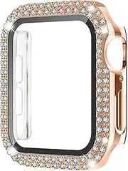 Compatible for Apple Watch Case 44mm 40mm 42mm 38mm Tempered Glass Bumper Diamond Bling Cover Accessories Screen Protector Protective Case for iWatch Series 6 SE 5 4 3 2 1