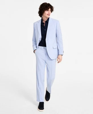 Nautica Mens Modern fit 2 Piece Suit 40 S / 34 Waist Light Blue Solid Stretch