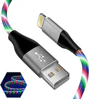 LED iPhone Light up Charger Cable, | Apple MFi Certified | USB A to Lightning Fast Charging Cord Compatible with iPhone 13 Pro Max 12 Mini 11 X XS XR 8 7P 6S iPad iPod Touch More (Multicolored, 3FT)