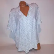 Victoria Secret Pajama Top XXL 2X Blue White Polka Dots Modal Button Up Sleepwea