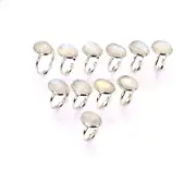 WHOLESALE 11PC 925 SOLID STERLING SILVER WHITE RAINBOW MOONSTONE RING LOT T235