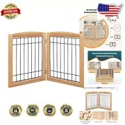 Portable Freestanding Pet Gate - 40" Wide & 24" High for Small to Medium Dogs