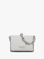 Natasha Metallic Smooth Leather Chain Card Case Crossbody