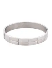 [Cudworth] Brushed Stainless Steel Brick Pattern Bangle in Silver