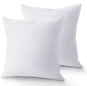 QUBA LINEN 18 x 18 Throw Pillow Insert - Pack of 2 White Down Alternative Pil...