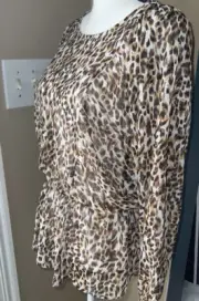 NEW Banana Republic Top ~Womens S~ Sheer Cheetah Animal Chiffon Blouse Shirt