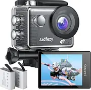 [Jadfezy] WiFi Action Camera Ultra HD 1080P, 12MP Sports Camera Wide-Angle 2" LCD Screen, 30m/98ft Underwater Waterproof Camera with 2 Batteries and Accessories Kit for Helmet and Bicycle etc.