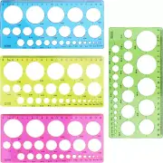 4 Pieces Plastic Template Ruler Circles Drawing Stencil Geometric Tool Multifunc