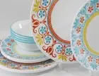 ❤️ Corelle TERRACOTTA DREAMS 12-pc DINNERWARE SET Mexican Tile Turquoise Yellow
