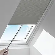 Manual Cellular Shades Cordless Honeycomb Blinds Full Blackout Fabric Window Shades for Skylight（Grey） W(50~60) cm×H(70~90) cm