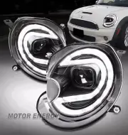 Fit 07-15 Mini Cooper Xenon LED Tube Projector Headlights Lamps Black Left+Right (for: Mini)