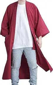 [LOST IN BKK] Men's Long Cotton Linen Kimono Cardigan Oversized Noragi Jacket Man Haori Summer Yukata Beach Robe
