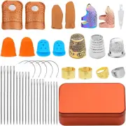 Sewing Thimble Set with Storage Box - Includes Sewing Big Eye Needle, Finger ...