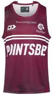 Manly Sea Eagles 2024 NRL Mens Maroon Training Singlet Sizes S-7XL BNWT
