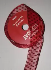 Jo-Ann Fabrics Red Glitter Dotted Ribbon Wired 1.5 In. x 10 Yd. Christmas Crafts