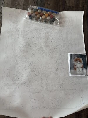 Cute Little Cat - Premium Paint By Numbers Kit Canvas Kit -paint With Numbers