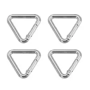 4Pcs Triangle Key Ring Spring 1" Metal Spring Rings Buckle Clips Silver